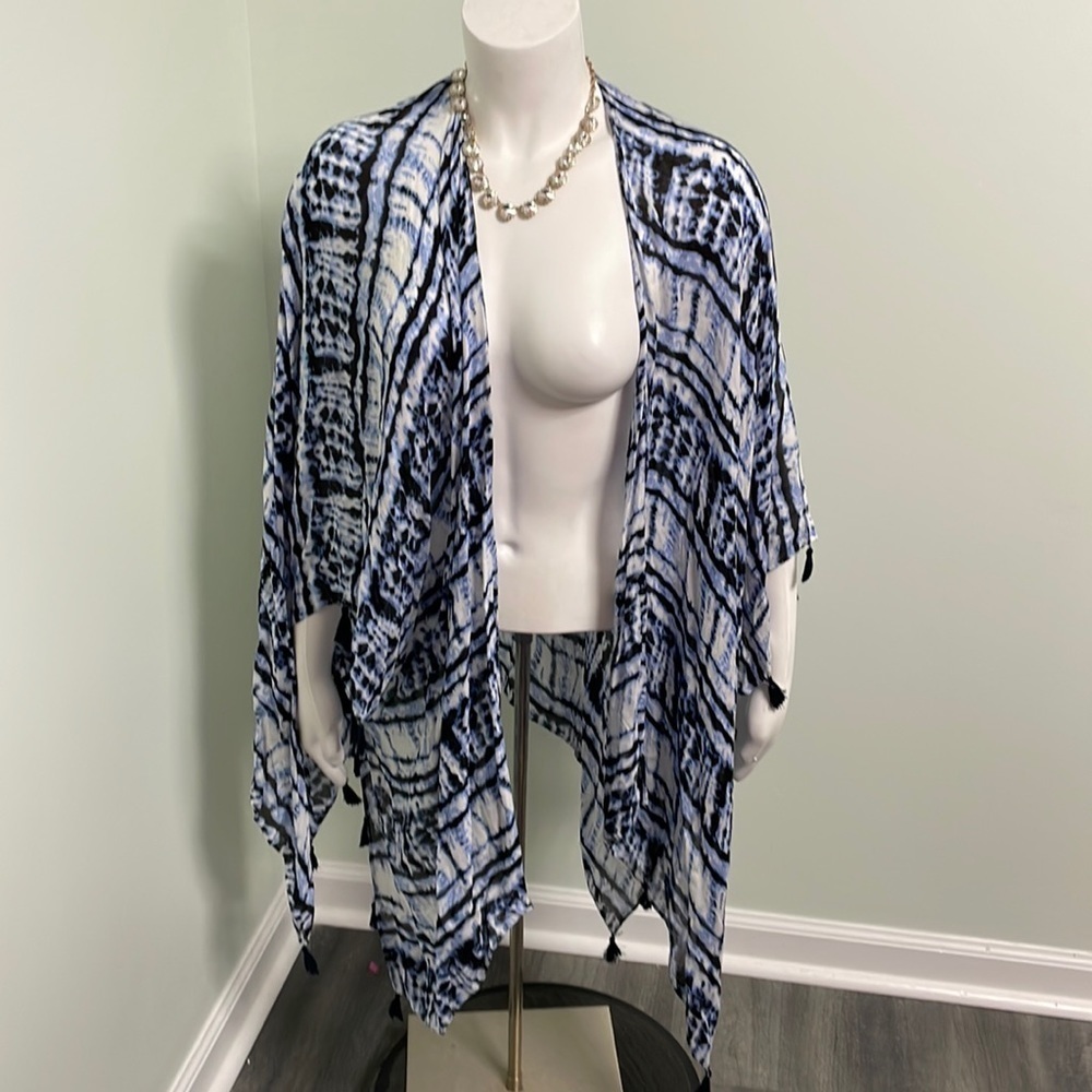 NWT Lane Bryant Blue Tie Dye Kimono Scarf Cardigan Wrap Shawl